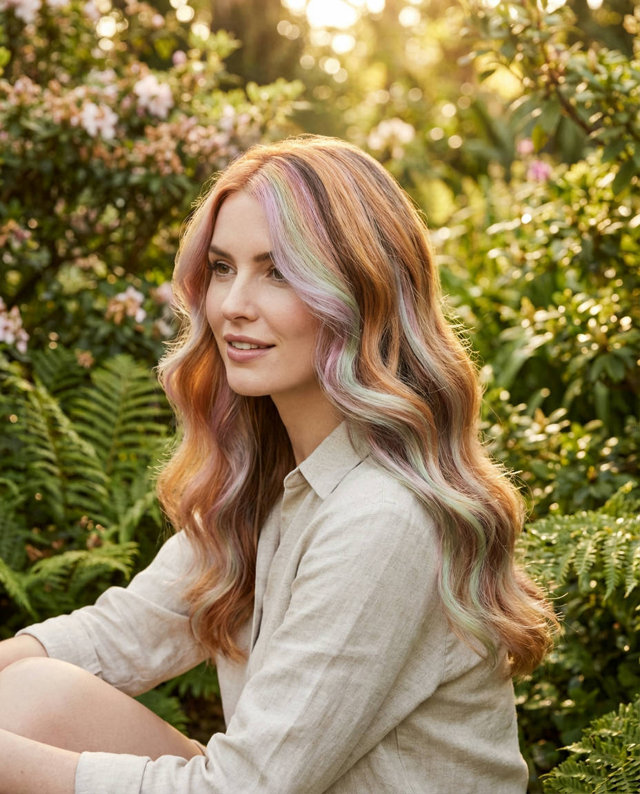 Burnt Orange and Magenta Calico Dip-Dye